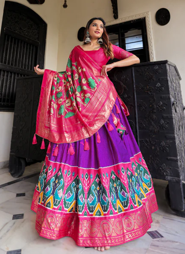Purple Dola Silk Patola Printed Lehenga Choli For Navratri
